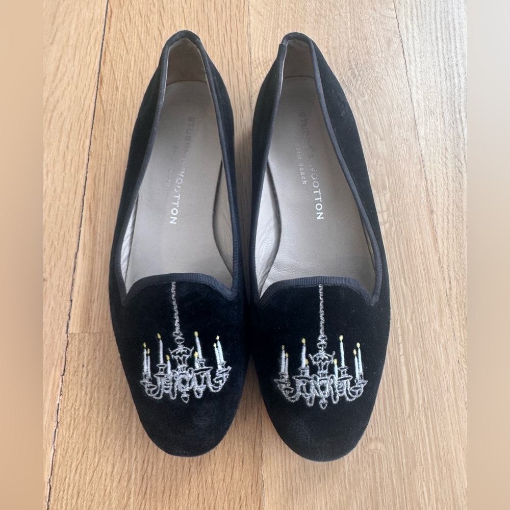 Stubbs & Wootton Black Velvet Chandelier Loafers